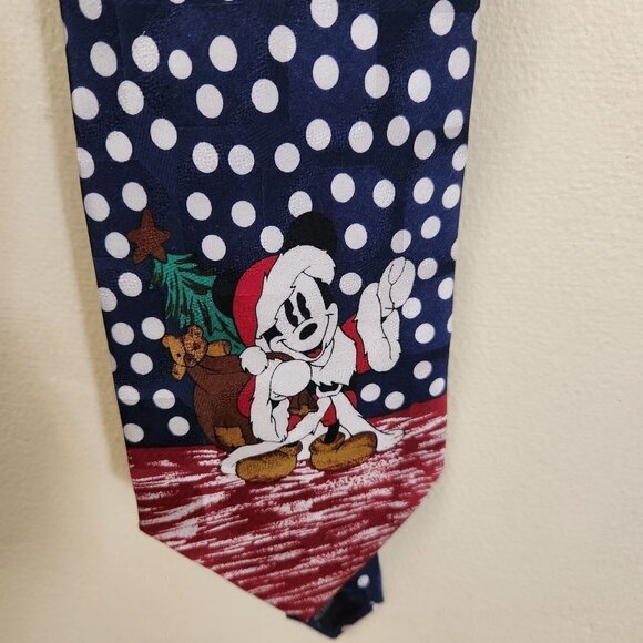 Vintage Atlas Design Disney Mickey Mouse Santa Silk Tie - Picture 2 of 5